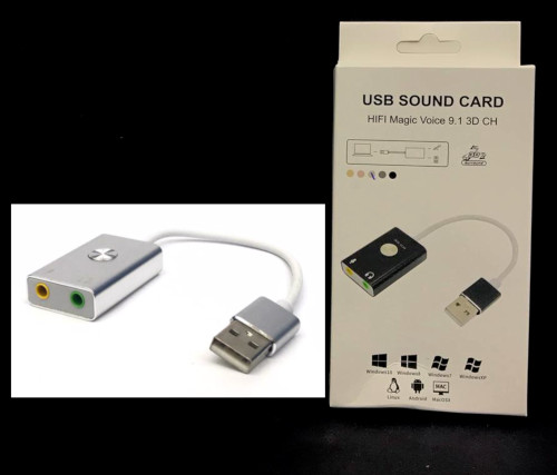 USB Sound Card 9.1 3D CH Cable (USB to 2x3.5mm Audio Jack)